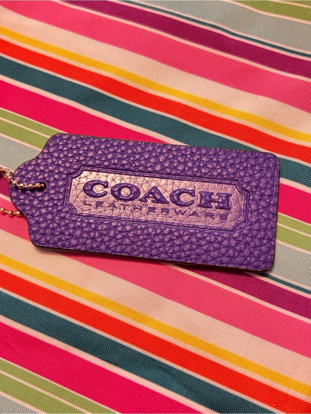 Coach XLarge From Terri Reloved Denim Purple Signature Tag Keychain/Bag Charm - Picture 6 of 9